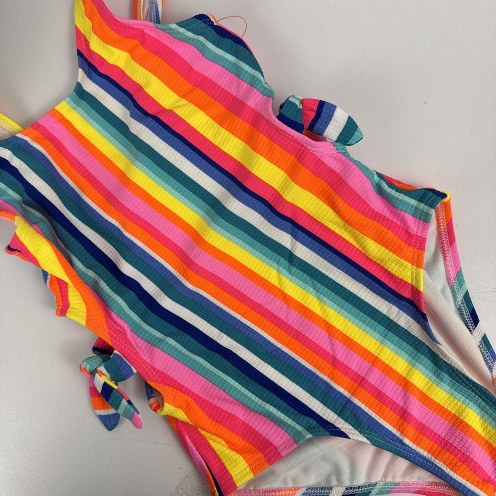 Girls Rainbow Striped Cutout Swimsuit Set Cat & Jack Sz 8 NWT Summer - Picture 4 of 14